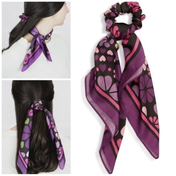 KATE SPADE Spade Clover Patchwork Silk Convertible Hair Tie & Bandana NWT - Picture 1 of 10